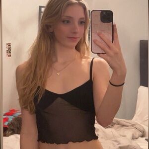 Brandy black mesh tank top